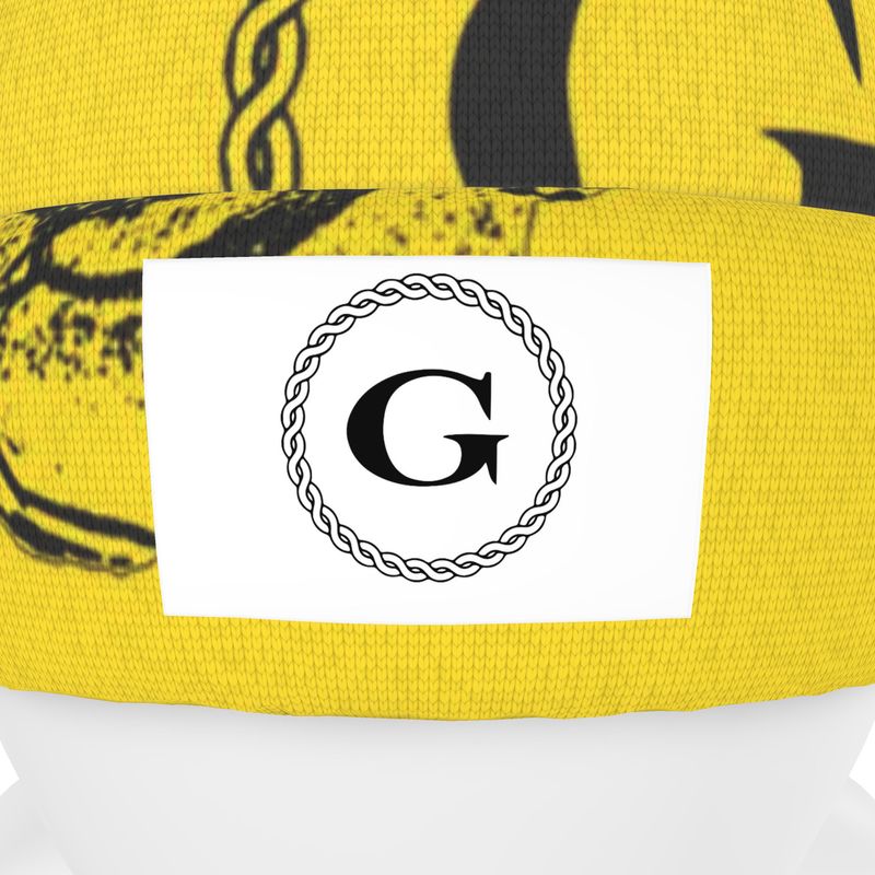 Infinite G & All Seeing Rose Monogram Print Beanie - Black/Yellow