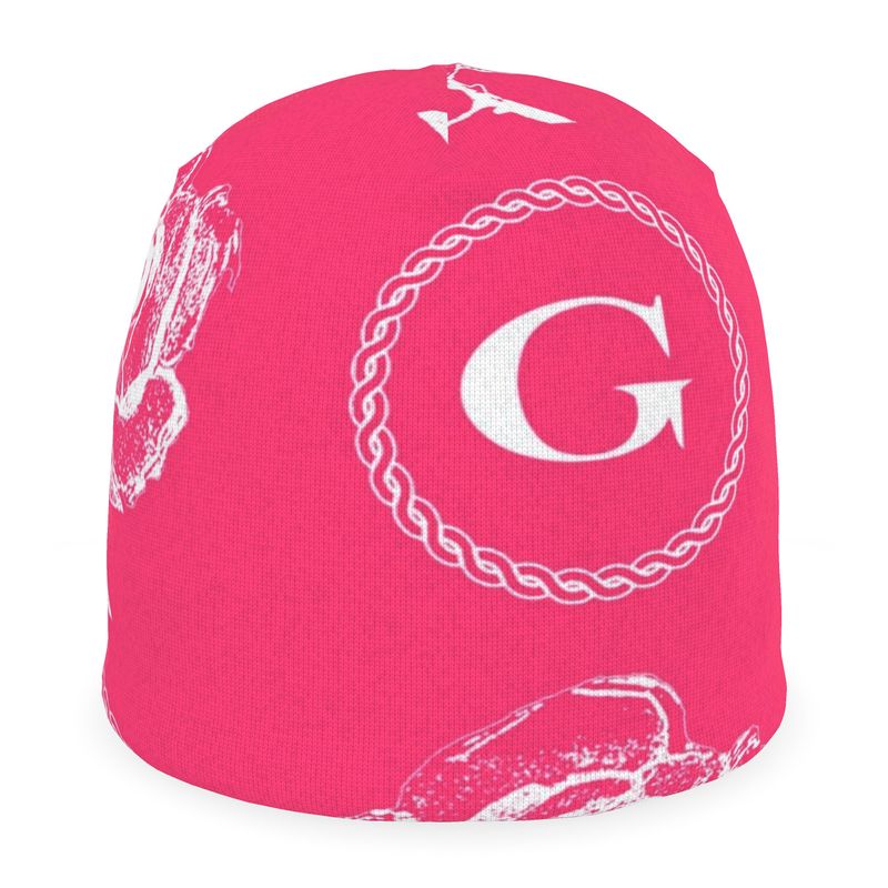 Infinite G & All Seeing Rose Monogram Print Beanie - Govi's Angel 012