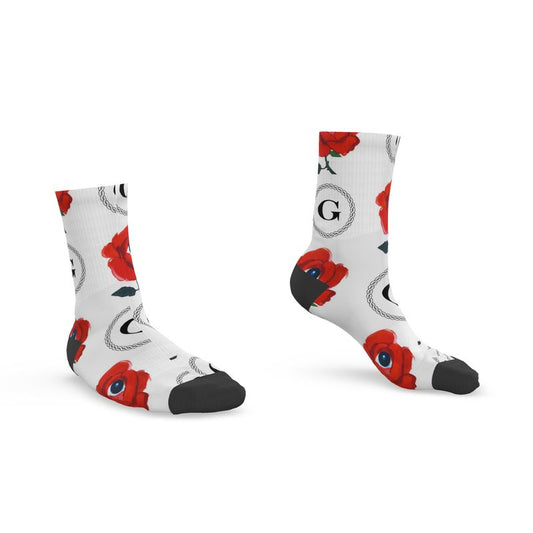 Infinite G & All Seeing Rose Monogram Print Socks - Original Colorway