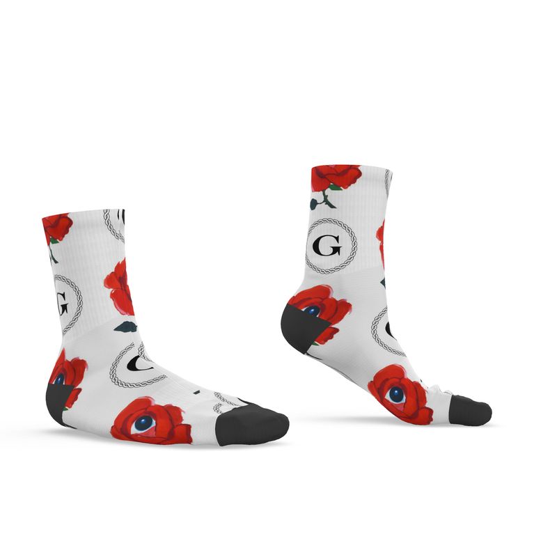 Infinite G & All Seeing Rose Monogram Print Socks - Original Colorway