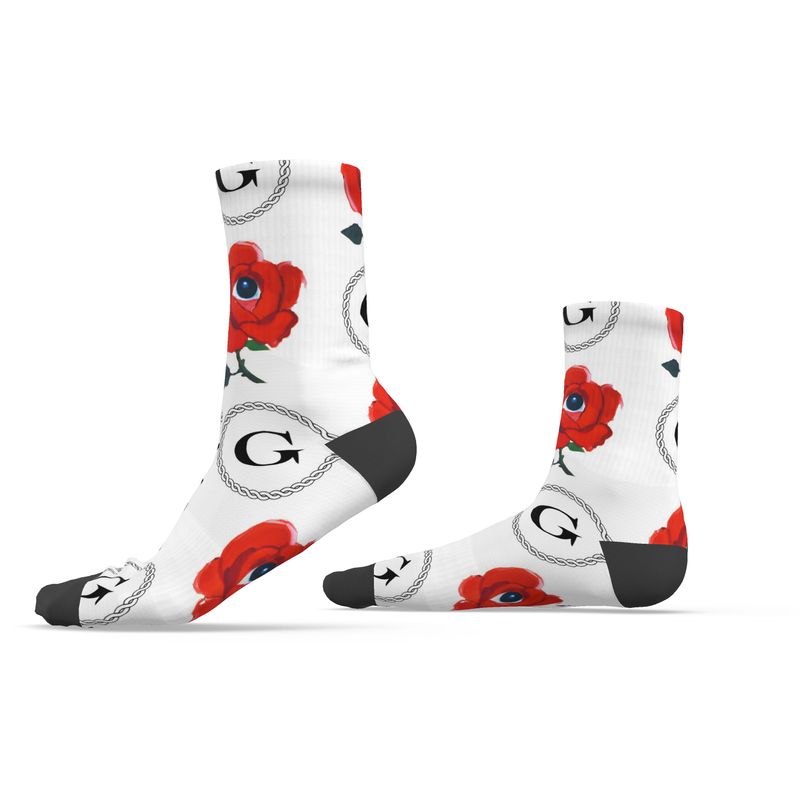 Infinite G & All Seeing Rose Monogram Print Socks - Original Colorway