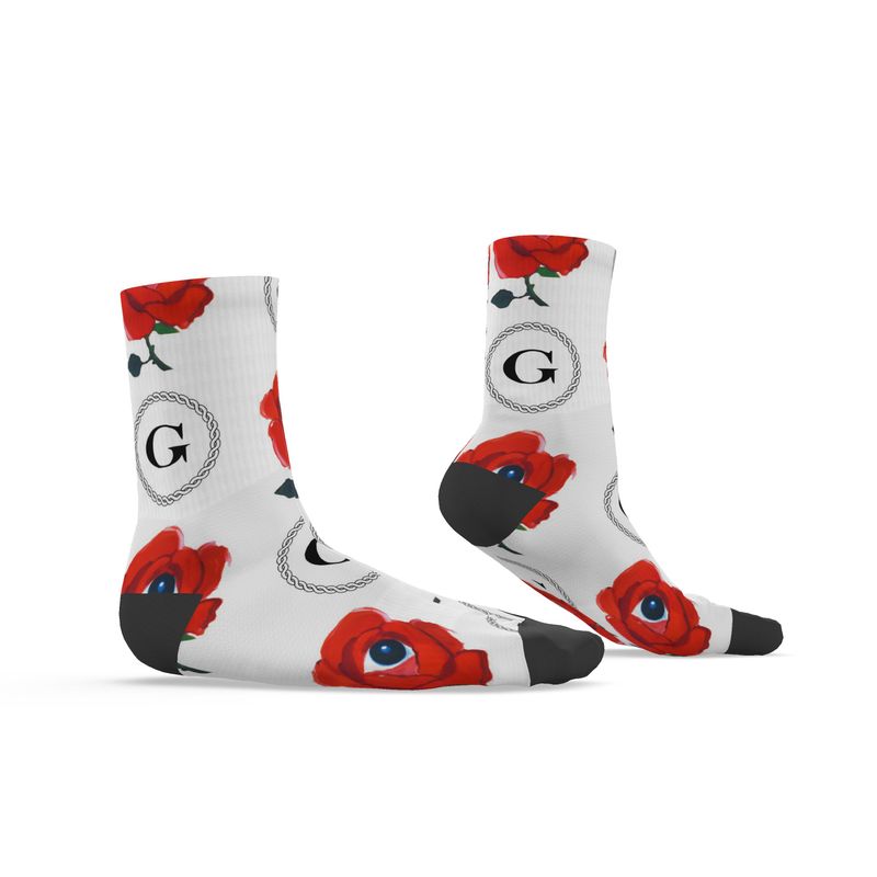 Infinite G & All Seeing Rose Monogram Print Socks - Original Colorway