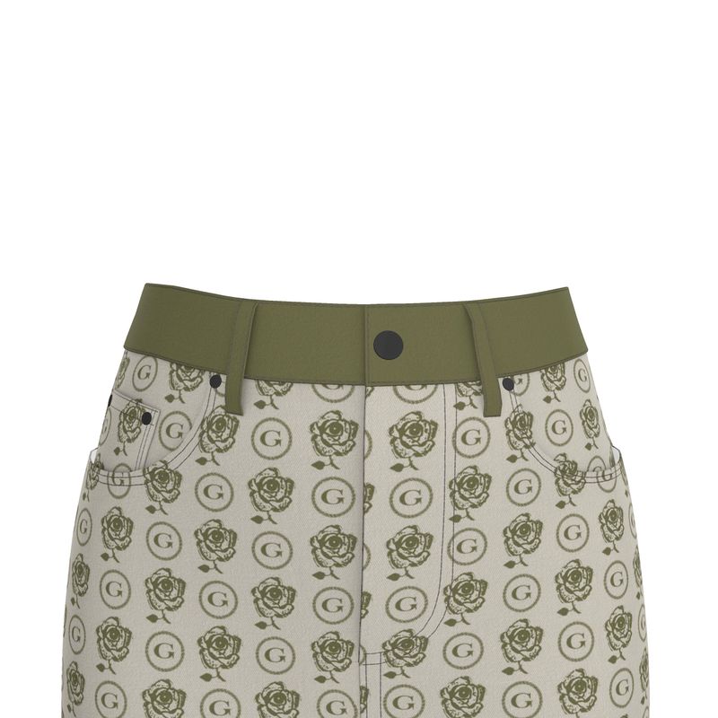 All Seeing Rose Denim Mini Skirt