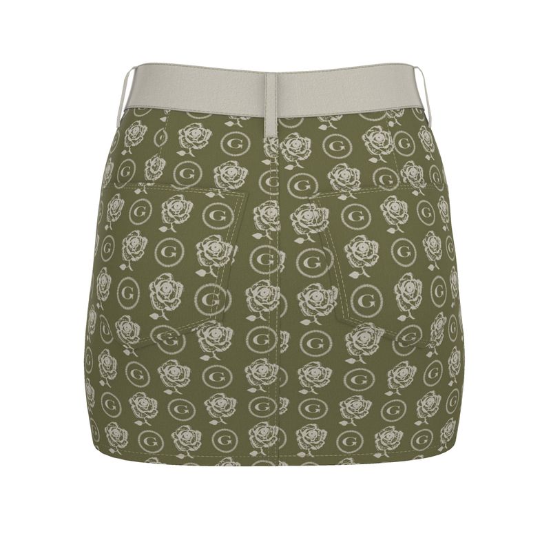 All Seeing Rose Denim Mini Skirt