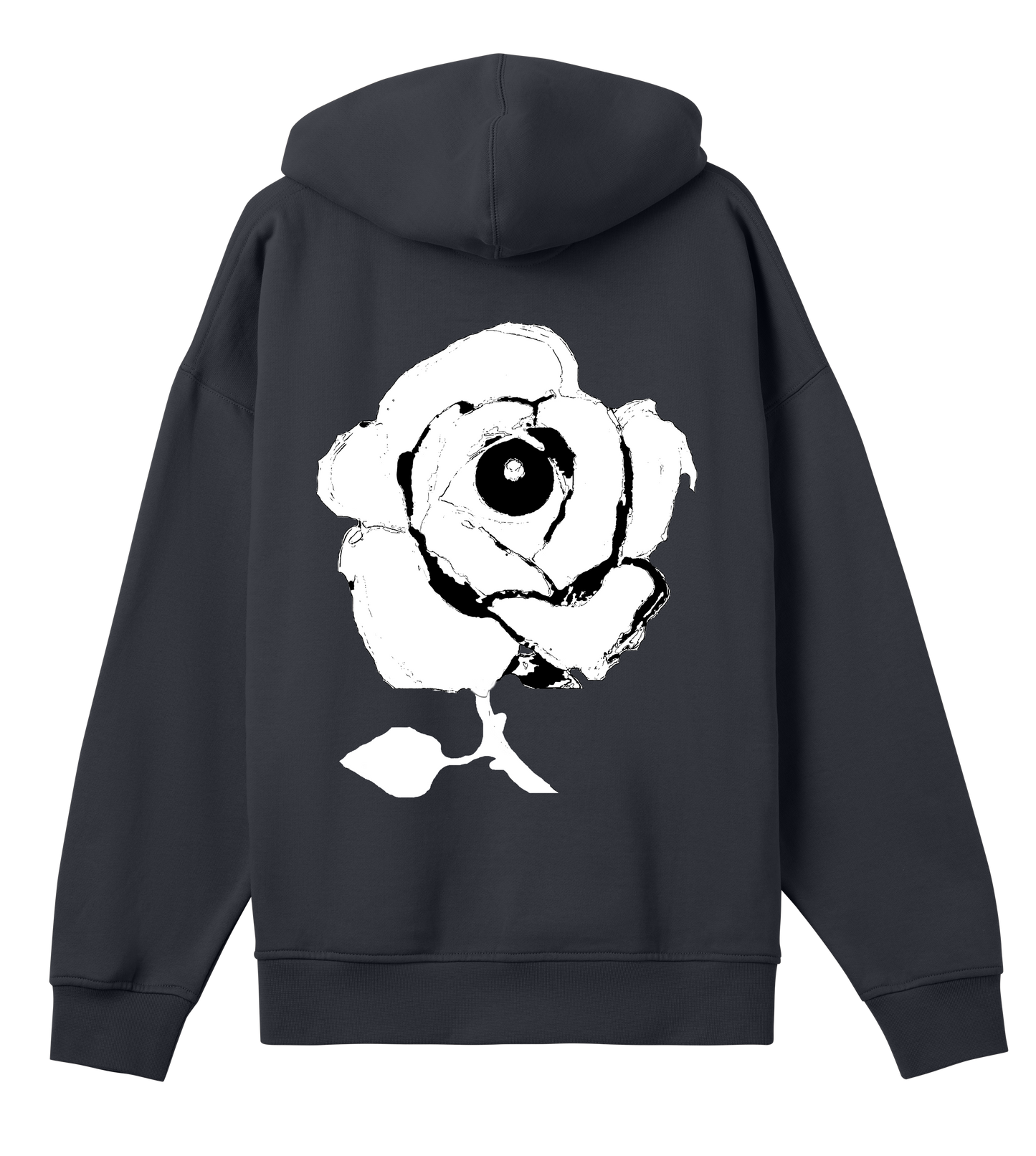 All Seeing Rose Logo Hoodie - Black with White All Seeing Rose Print