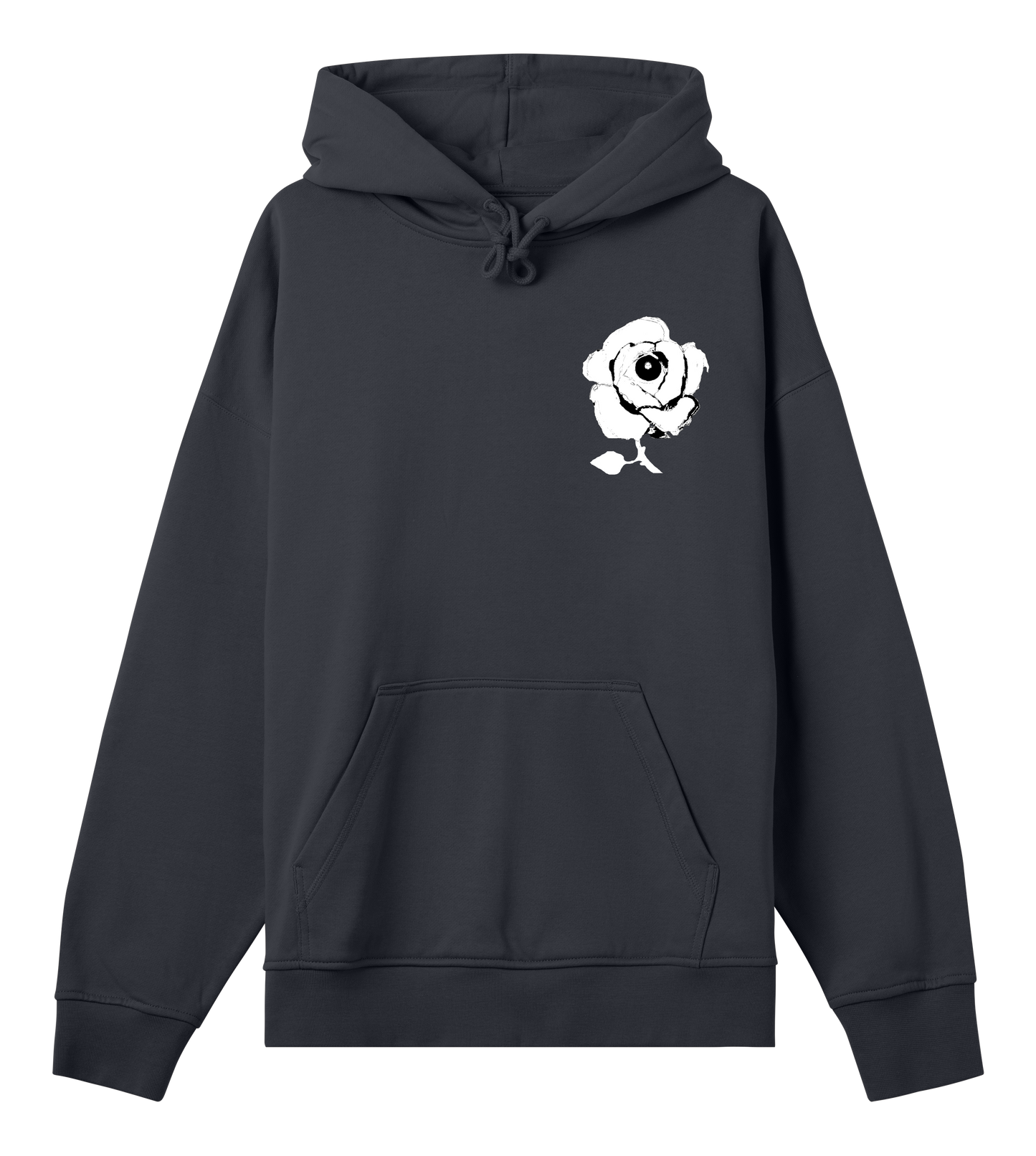 All Seeing Rose Logo Hoodie - Black with White All Seeing Rose Print