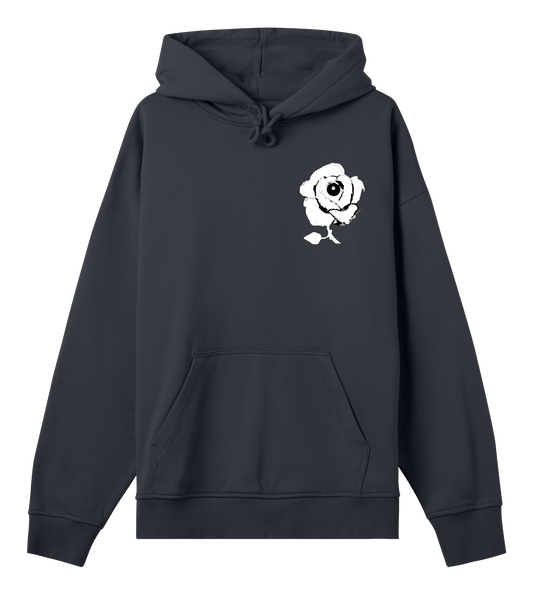 All Seeing Rose Logo Hoodie - Black with White All Seeing Rose Print