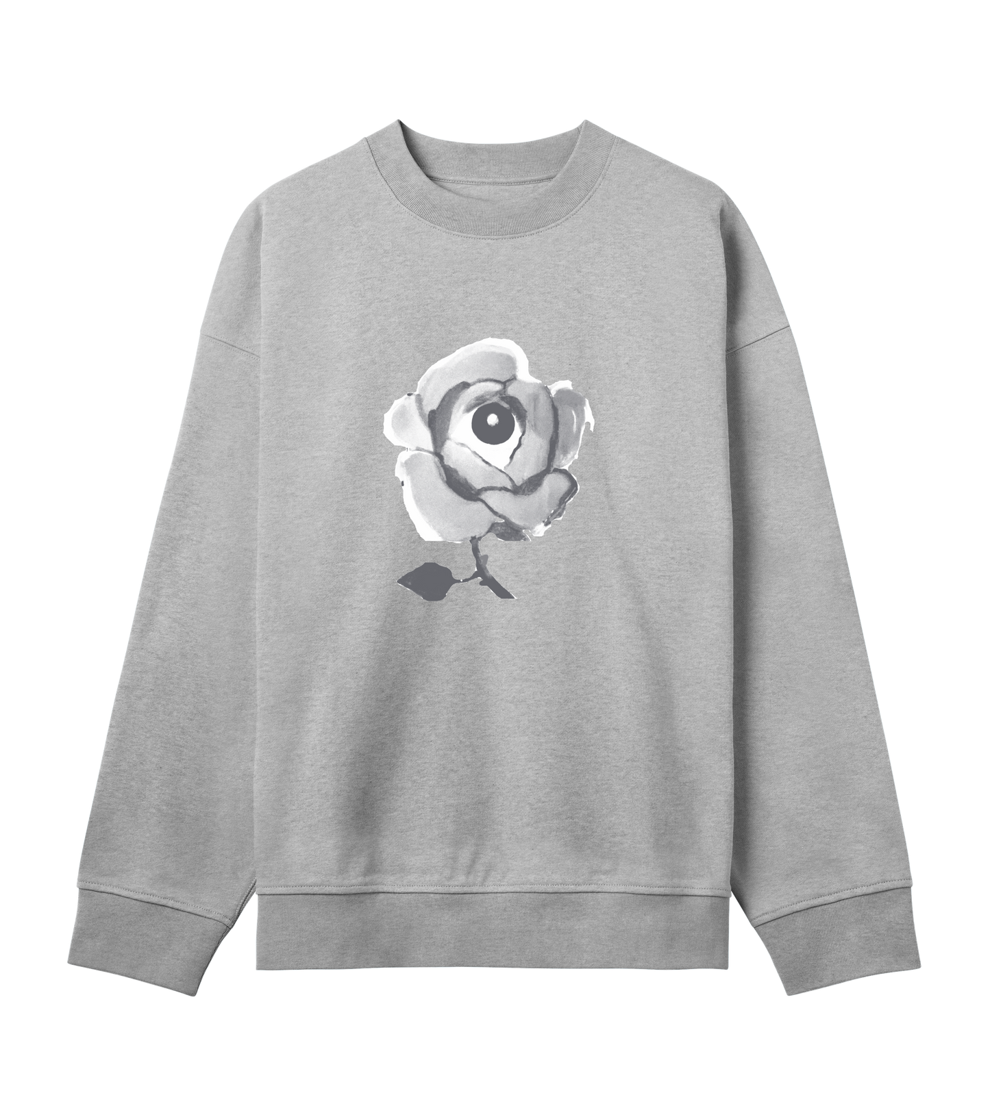 All Seeing Rose Logo Hoodie - Grey Mélange with White and Salt Grey All Seeing Rose Print