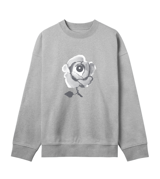 All Seeing Rose Logo Hoodie - Grey Mélange with White and Salt Grey All Seeing Rose Print