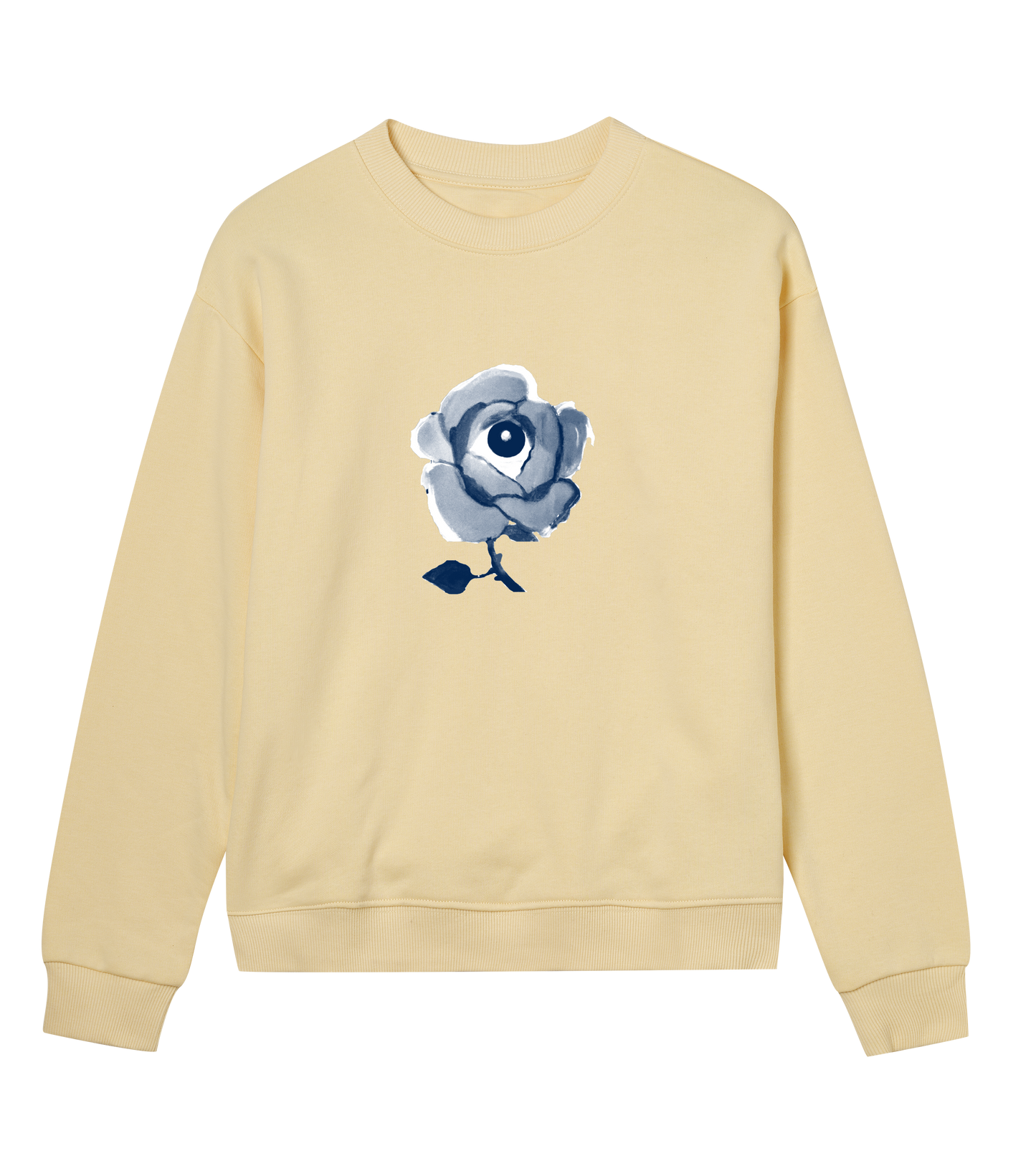 All Seeing Rose Logo Hoodie Womens Cut - Honey Gelato with White and Navy All Seeing Rose Print