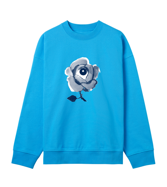 All Seeing Rose Boxy Sweatshirt Cerulean